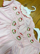 Load image into Gallery viewer, Pink Holiday Wreath Bishop Bloomer Set by Petit Bebe
