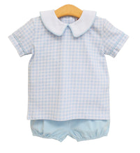 Load image into Gallery viewer, Powder Blue Plaid Bloomer Set by Jellybean COMES IN APRIL
