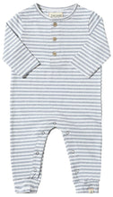 Load image into Gallery viewer, Grey/White Stripe Mason Romper by Me &amp; Henry
