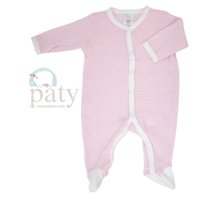 Pink/White Rib Knit Footie by Paty