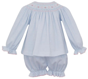 Lt. Blue Knit PinStripe Bloomer Set by Petit Bebe