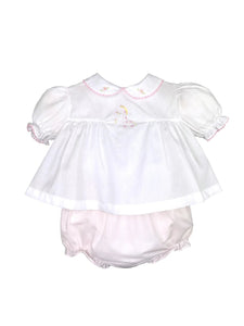 Sweet Giraffe Embroidered Bloomer Set by Petit Ami