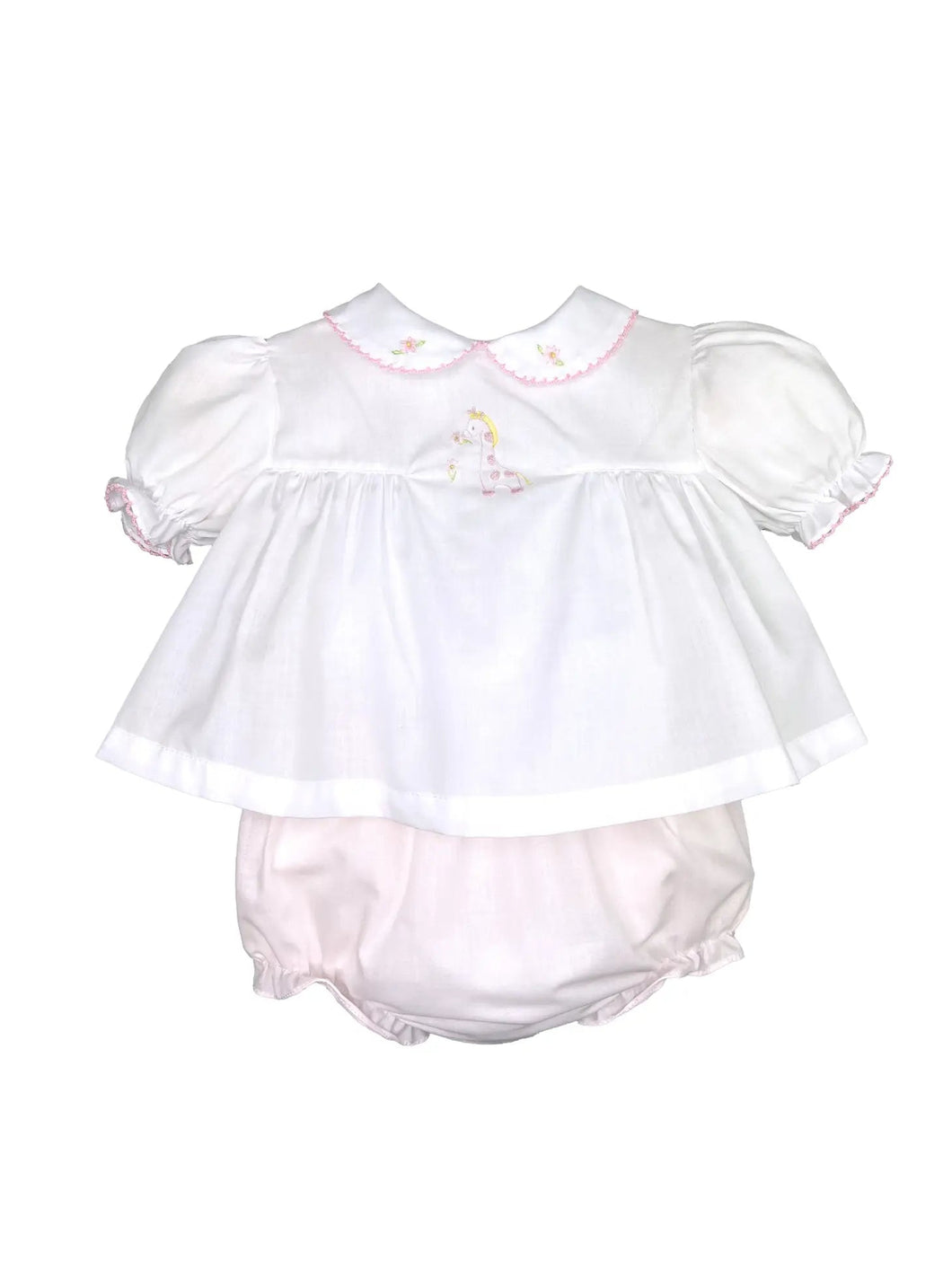 Sweet Giraffe Embroidered Bloomer Set by Petit Ami