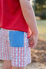 Load image into Gallery viewer, Stars &amp; Stripes Patriotic Knit Red Polo &amp; Conrad Shorts by James &amp; Lottie
