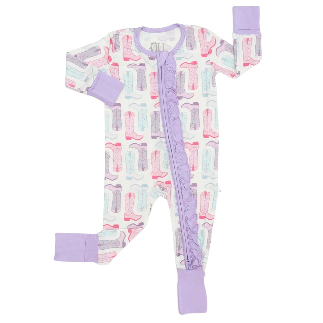Tulip Boots Ruffle Double Zipper Romper by Hamner Hill