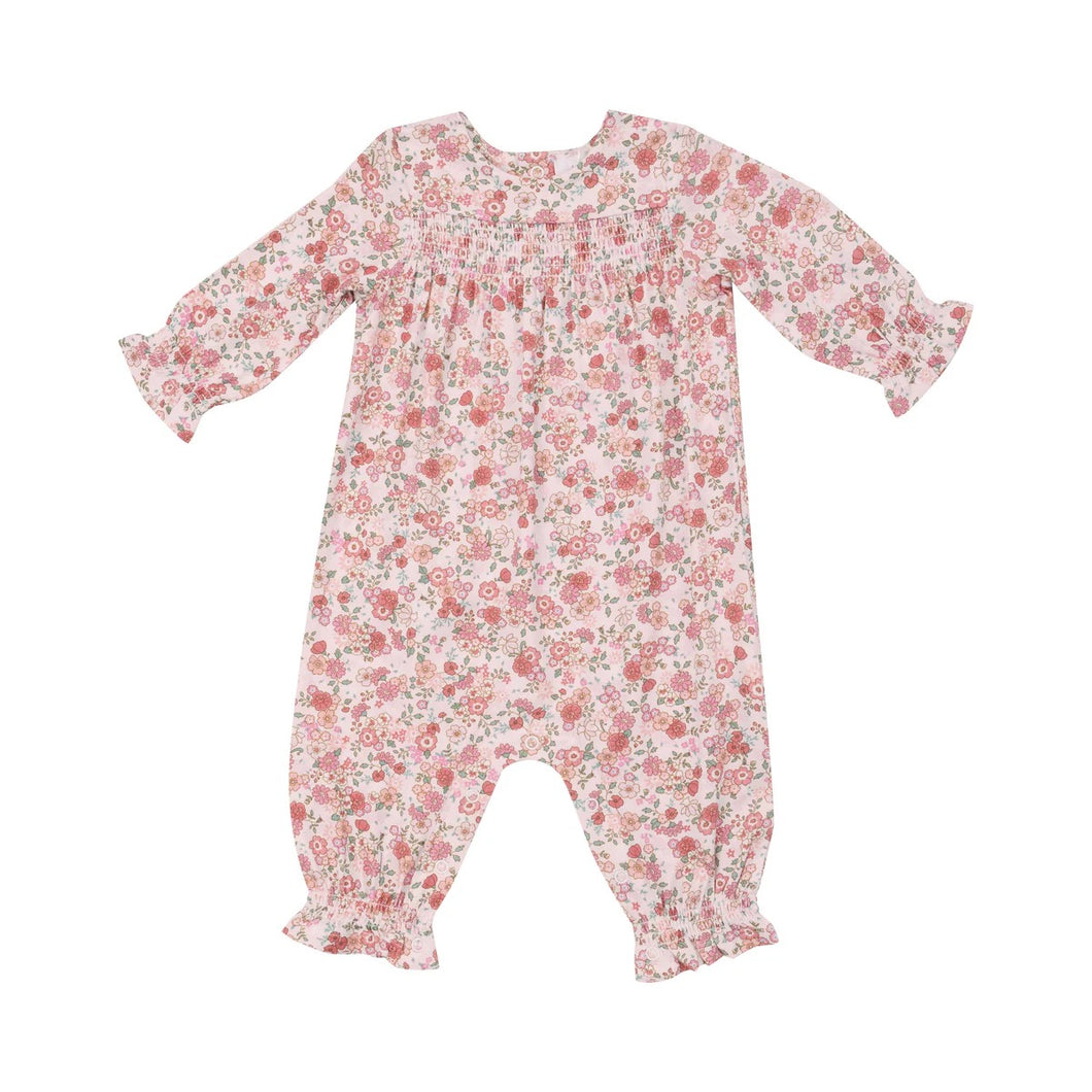 Pretty Calico Smocked Romper by Angel Dear