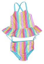 Load image into Gallery viewer, Rainbow Stripes 2-Piece Reversible Bottoms Swimsuit by Swoon Baby
