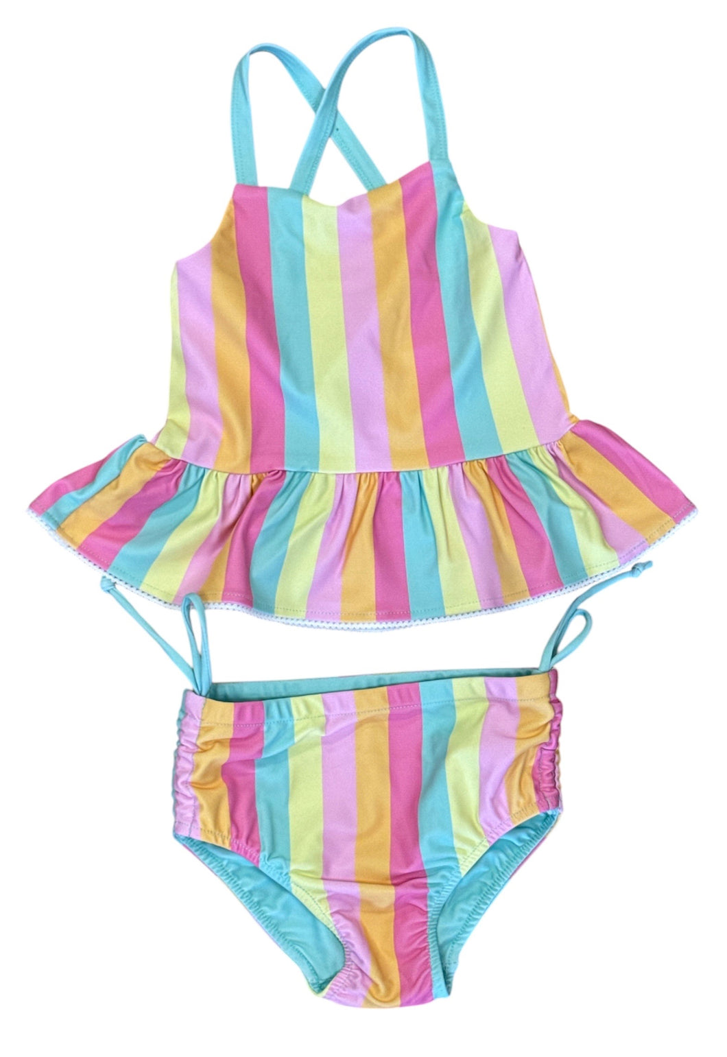 Rainbow Stripes 2-Piece Reversible Bottoms Swimsuit by Swoon Baby