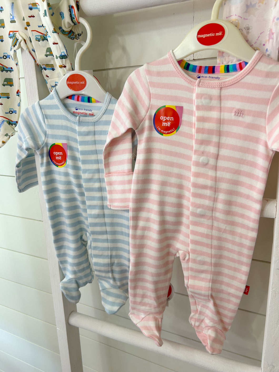 Pink Stripe Footie by Magnetic Me