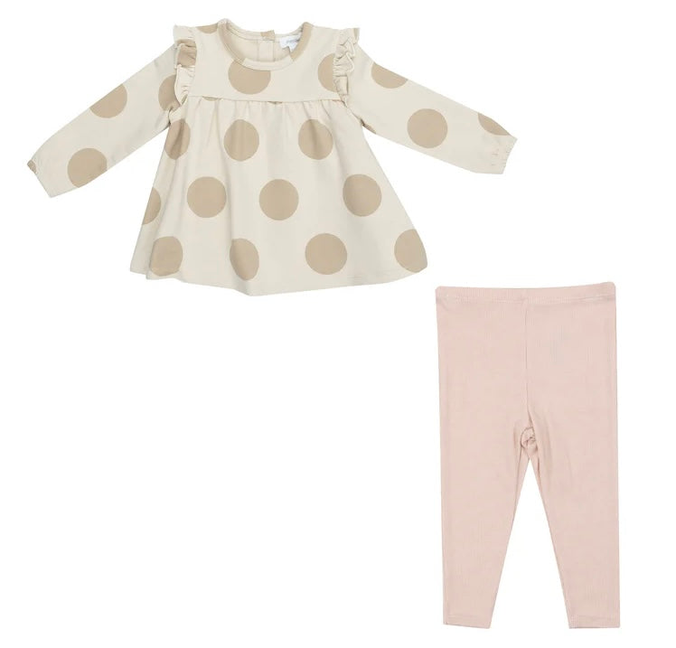 Beige Dot Legging Set by Angel Dear