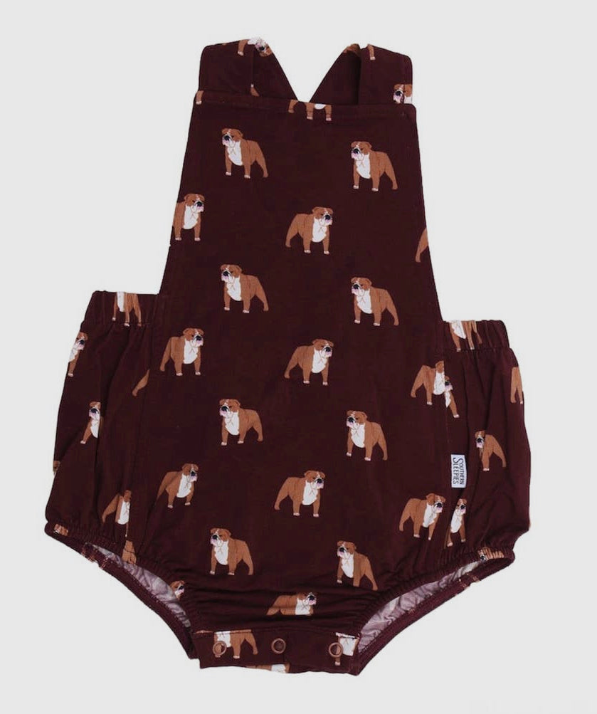 Maroon Bulldog Bamboo Sunsuit