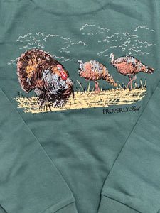 Boys Turkey Hunt LS Marine Green by Properly Tied