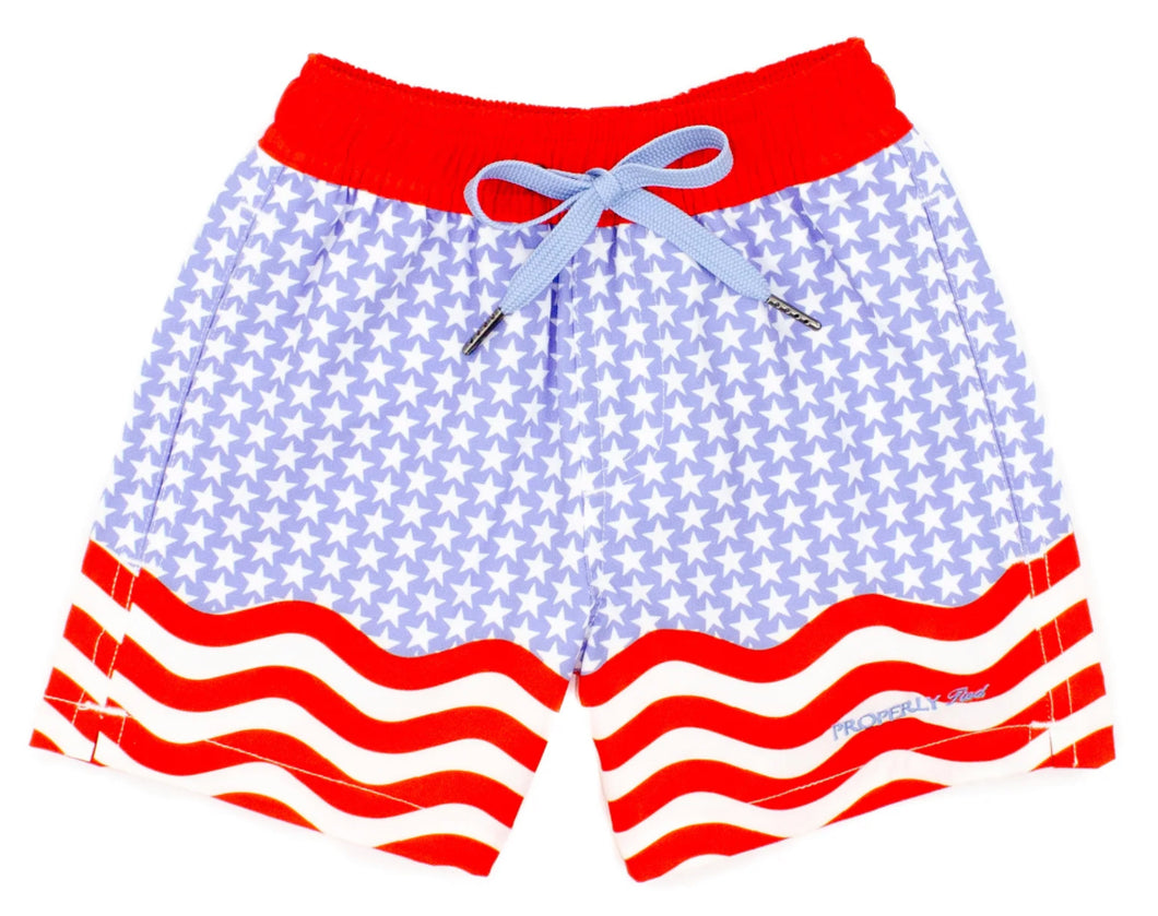 Boys Riviera Swim Trunk Freedom by Properly Tied