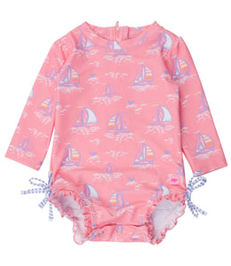 Pink Seas The Day LS One-Piece Rashguard by RuffleButts