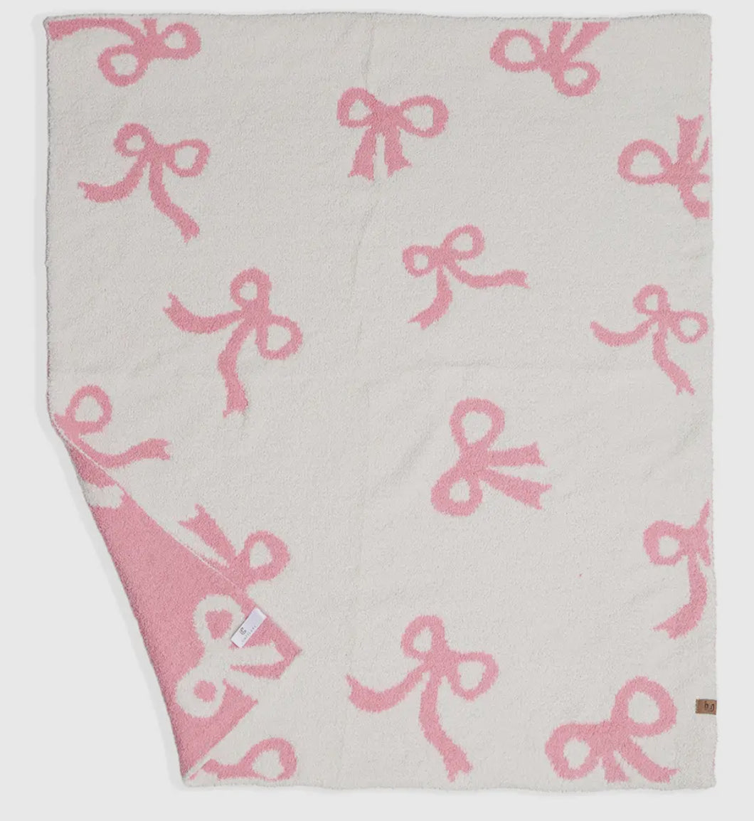 Light Pink Bow Barefoot Dreams Blanket Dupe