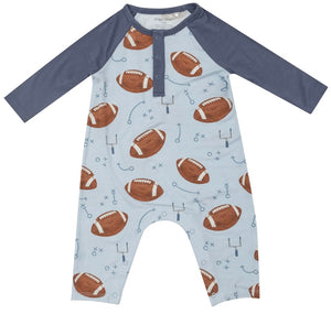 Blue Football Henley Romper by Angel Dear