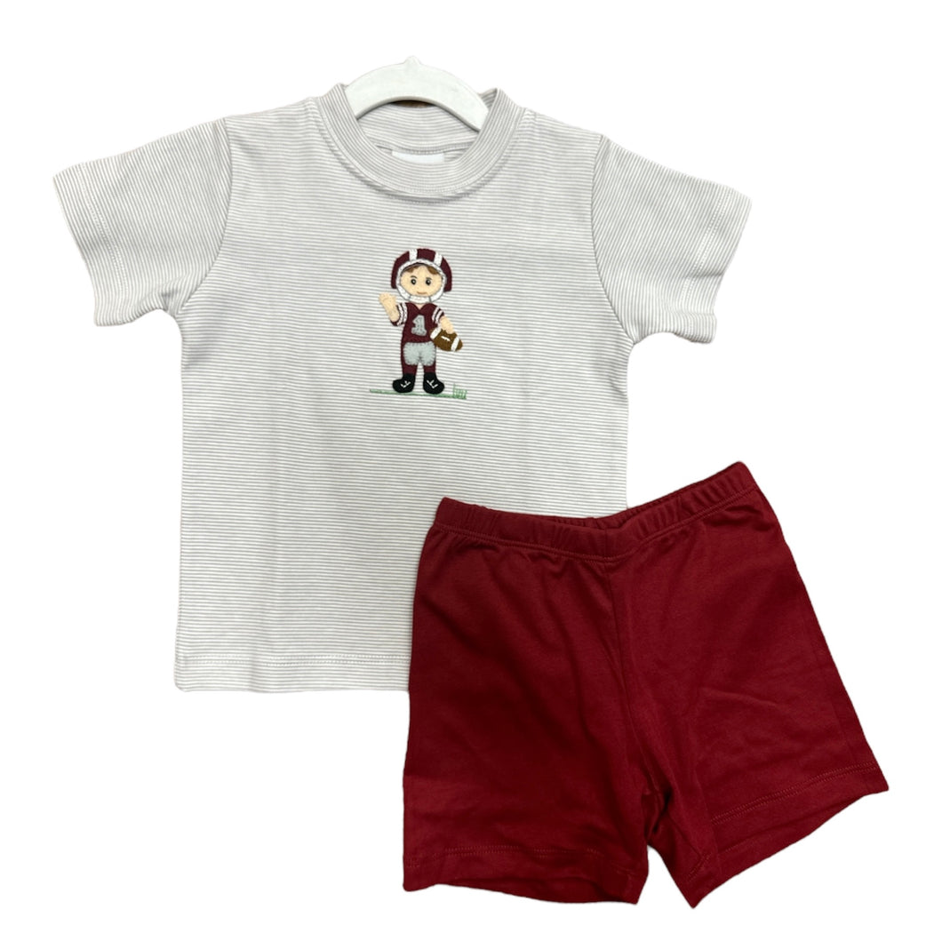 Maroon & Grey Football Short Set by Squiggles