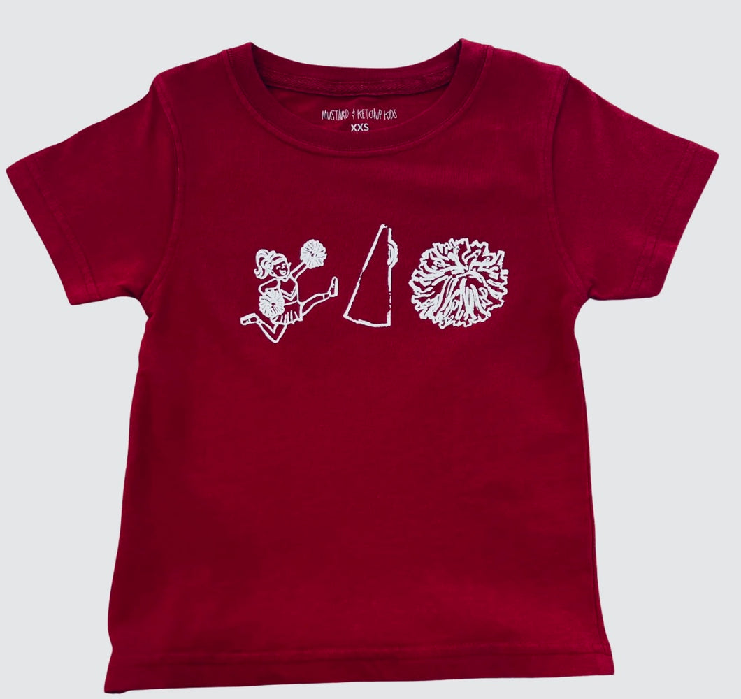 SS Maroon/White Cheer Trio T-Shirt by Mustard & Ketchup Kids