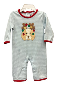 Christmas Puppy Boys Romper by Three Sisters