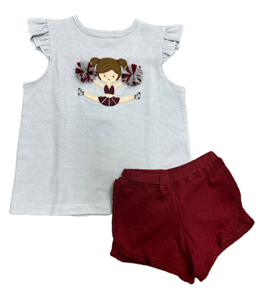 Maroon & Grey Cheerleader Short Set by Squiggles