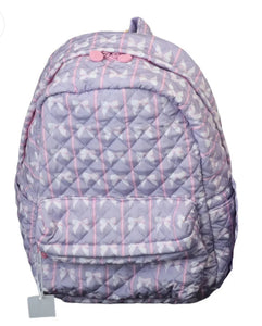 Striped Purple Bow Quilted Backpack by Hamner Hill