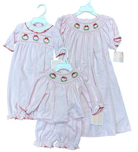 Load image into Gallery viewer, Pink Holiday Wreath Bishop Bloomer Set by Petit Bebe
