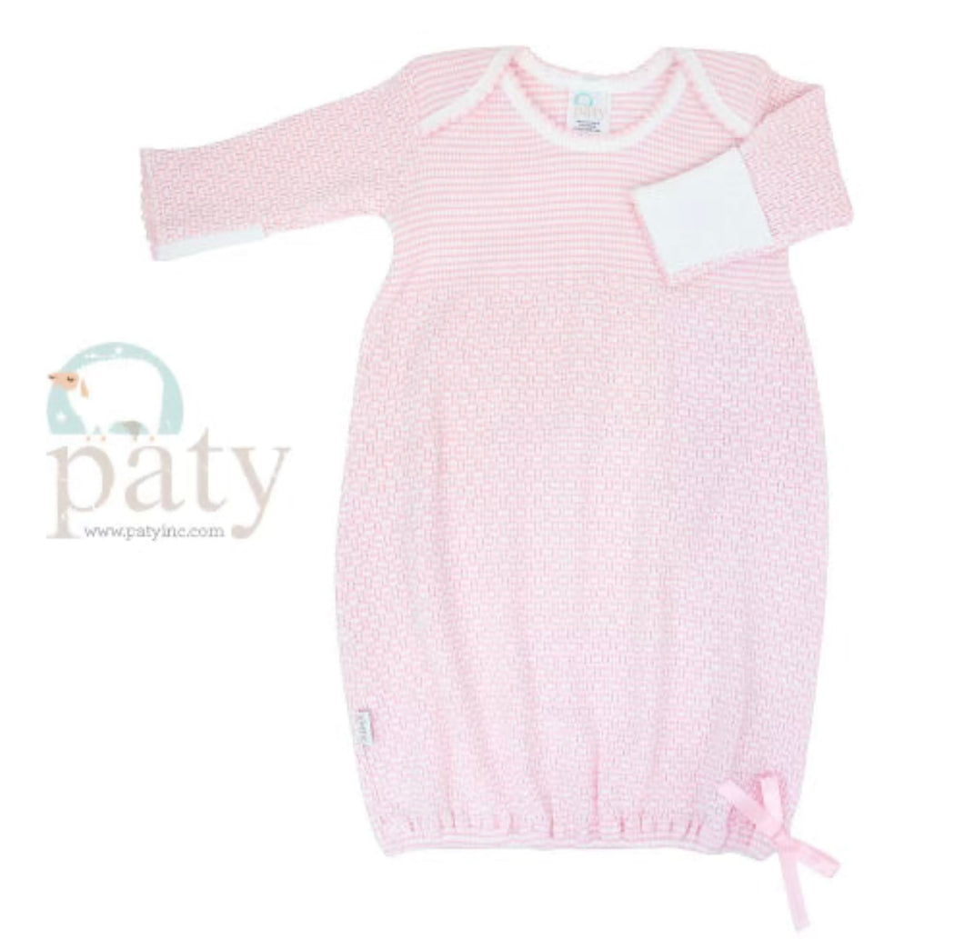 Solid Pink w/ White Trim Gown by Paty