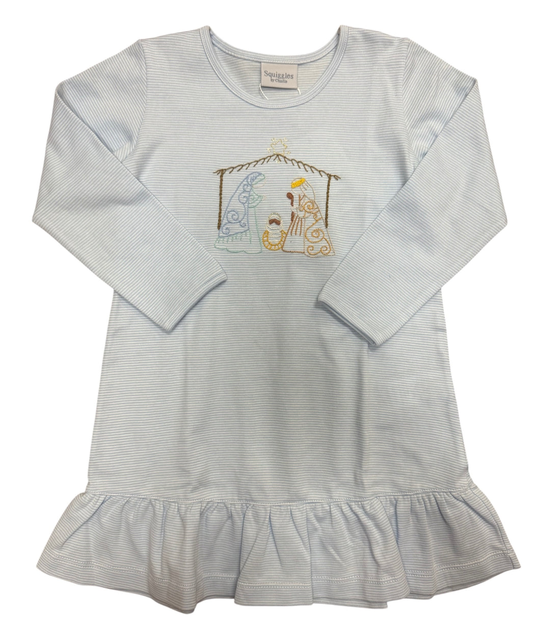 Embroidered Nativity LS Dress by Squiggles