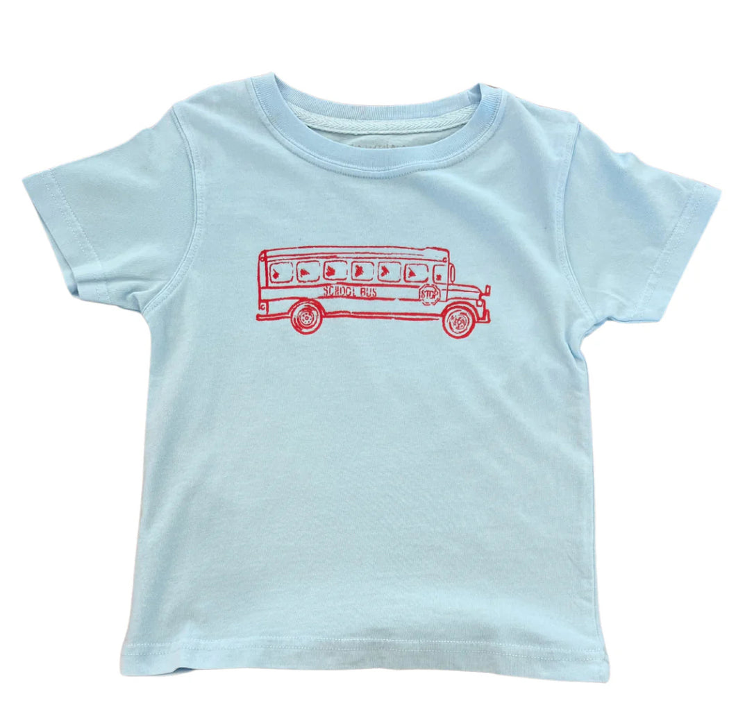 SS Blue School Bus T-Shirt by Mustard & Ketchup Kids