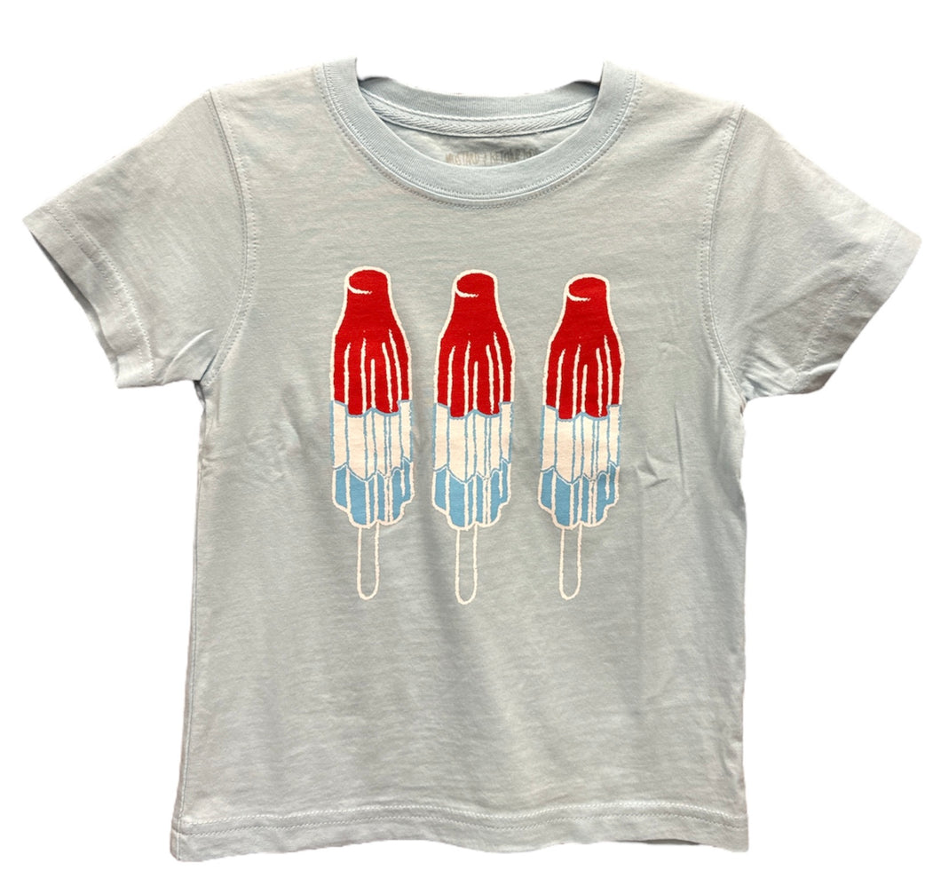 Patriotic Popsicles on Blue Shirt by Mustard and Ketchup Kids