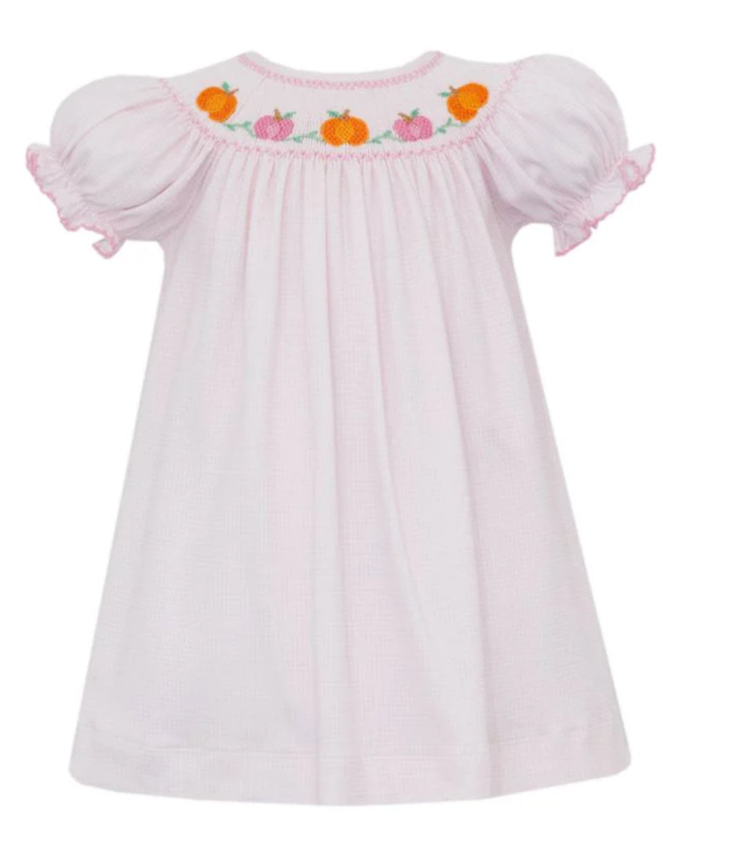 Pink Pumpkin Girls Check SS Bishop by Petit Bebe