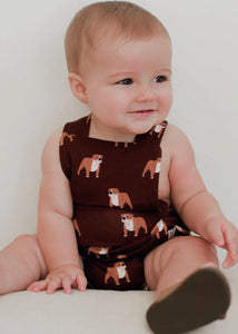 Maroon Bulldog Bamboo Sunsuit