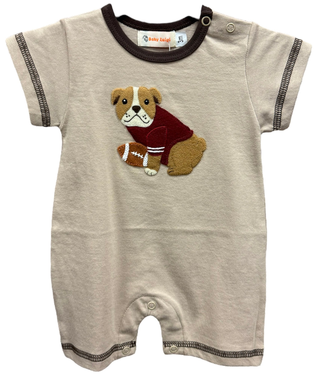 Maroon Bulldog Pup Romper by Luigi