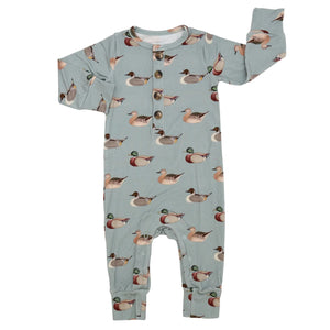 Vintage Ducks Long Sleeve Button Romper by Hamner Hill