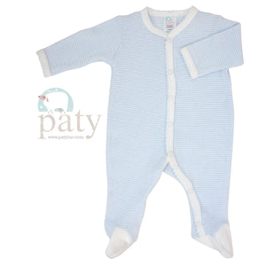 Blue/White Rib Knit Footie by Paty