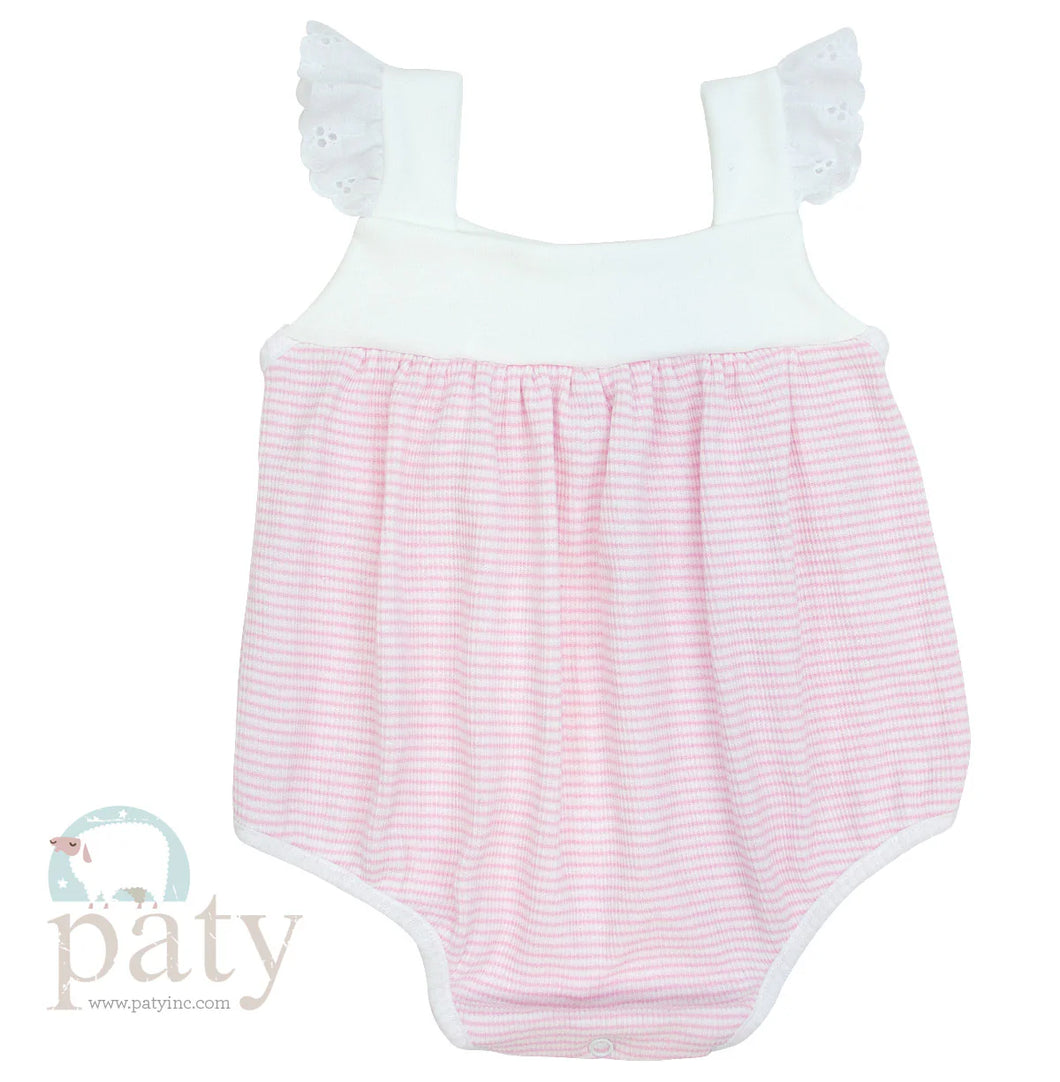 Pink/White Rib Knit Sunsuit by Paty