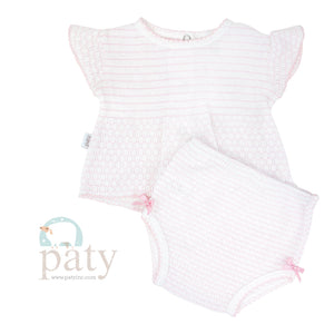 Pink Flutter Sleeve Pinstripe Diaper Set by Paty
