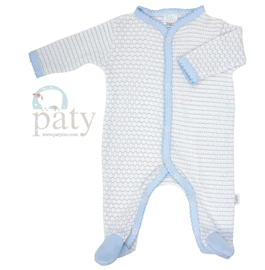 Grey/Blue Pinstripe Footie by Paty