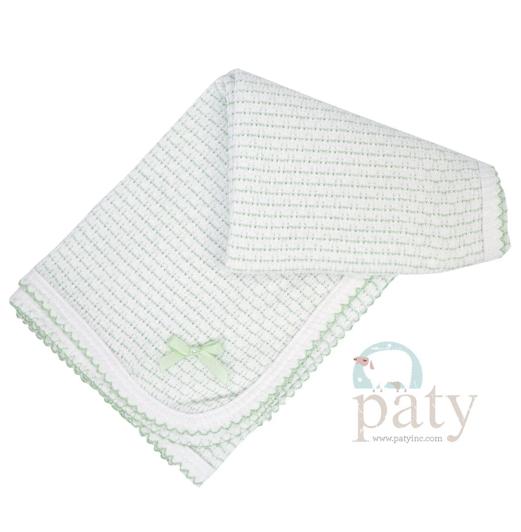 Mint Pinstripe Receiving Blanket by Paty