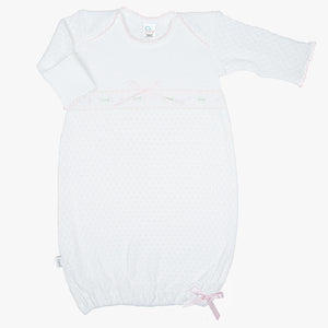 White w/ Pink Floral Trim Gown by Paty