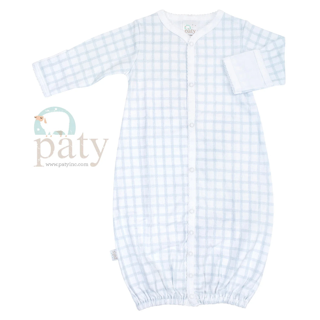 Blue Gingham Pima Converter Gown by Paty