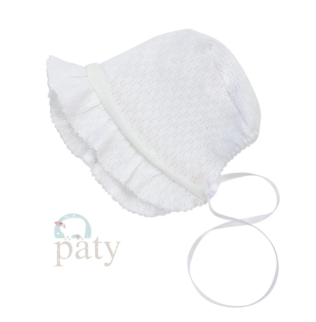 White Ribbon Bonnet by Paty