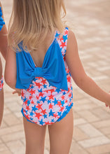 Load image into Gallery viewer, Patriotic Stars w/ Bow One-Piece Swimsuit by James &amp; Lottie

