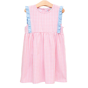 Pink Gingham & Blue Ruffle Dress by Jellybean