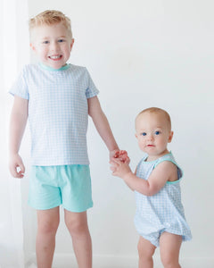 Blue Mint Gingham Bubble by Jellybean