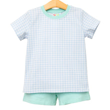 Load image into Gallery viewer, Blue Mint Gingham Short Set by Jellybean
