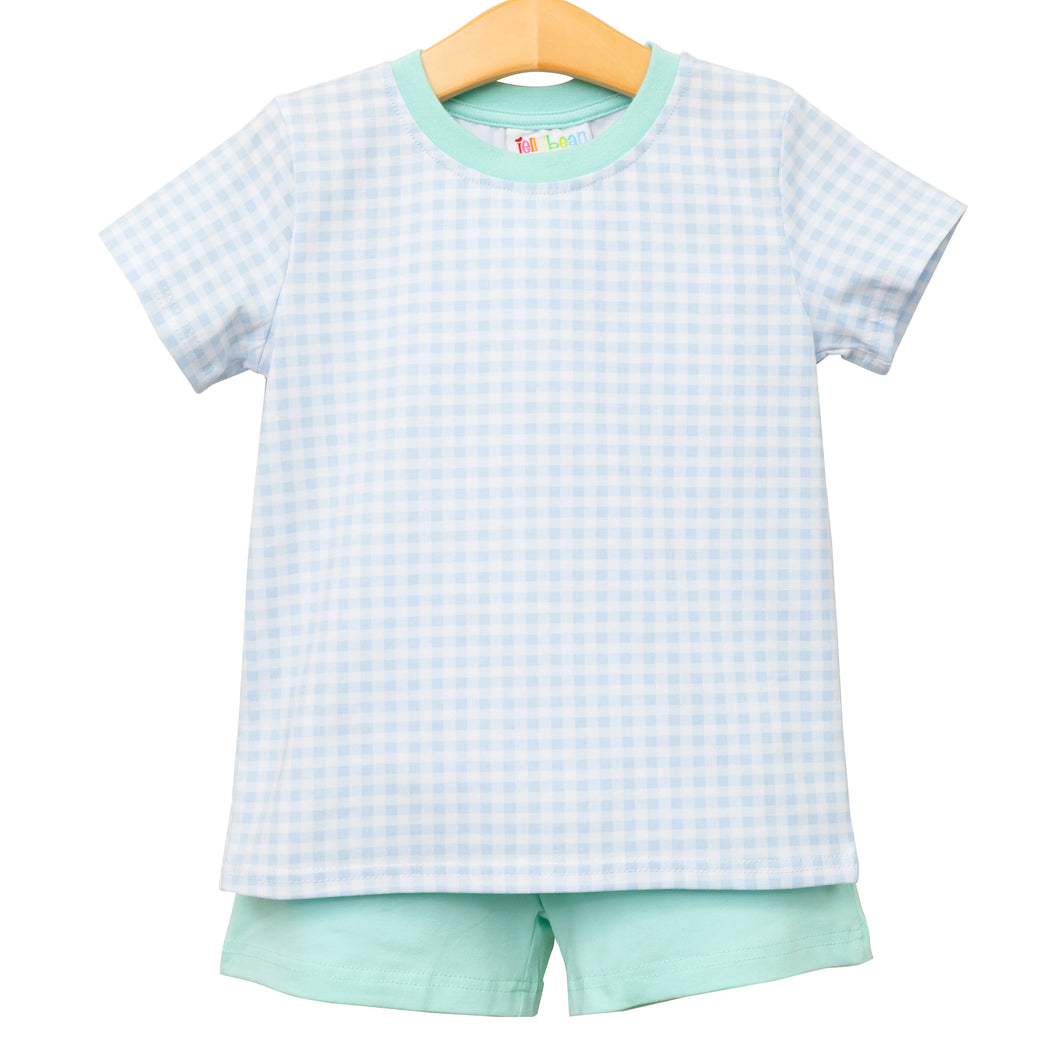 Blue Mint Gingham Short Set by Jellybean