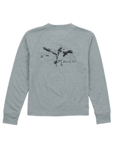Boys Portland Pocket Tee LS Flying Mallard Moss Grey by Properly Tied