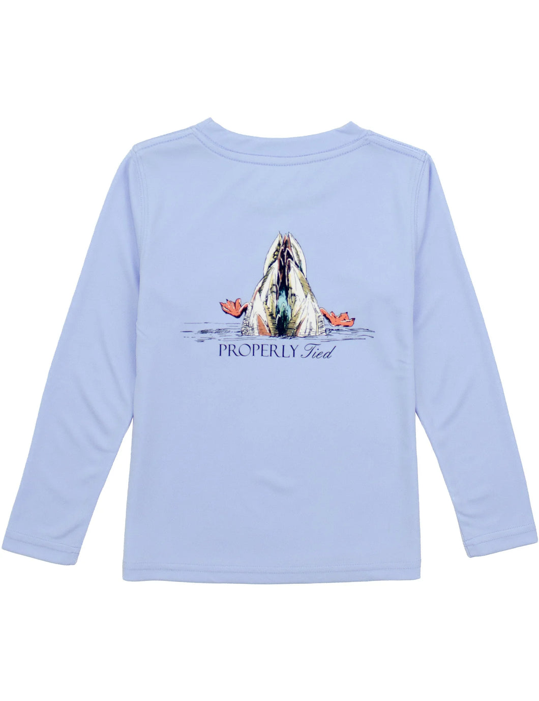 Boys Performance Tee LS Diving Mallard Lt Blue by Properly Tied