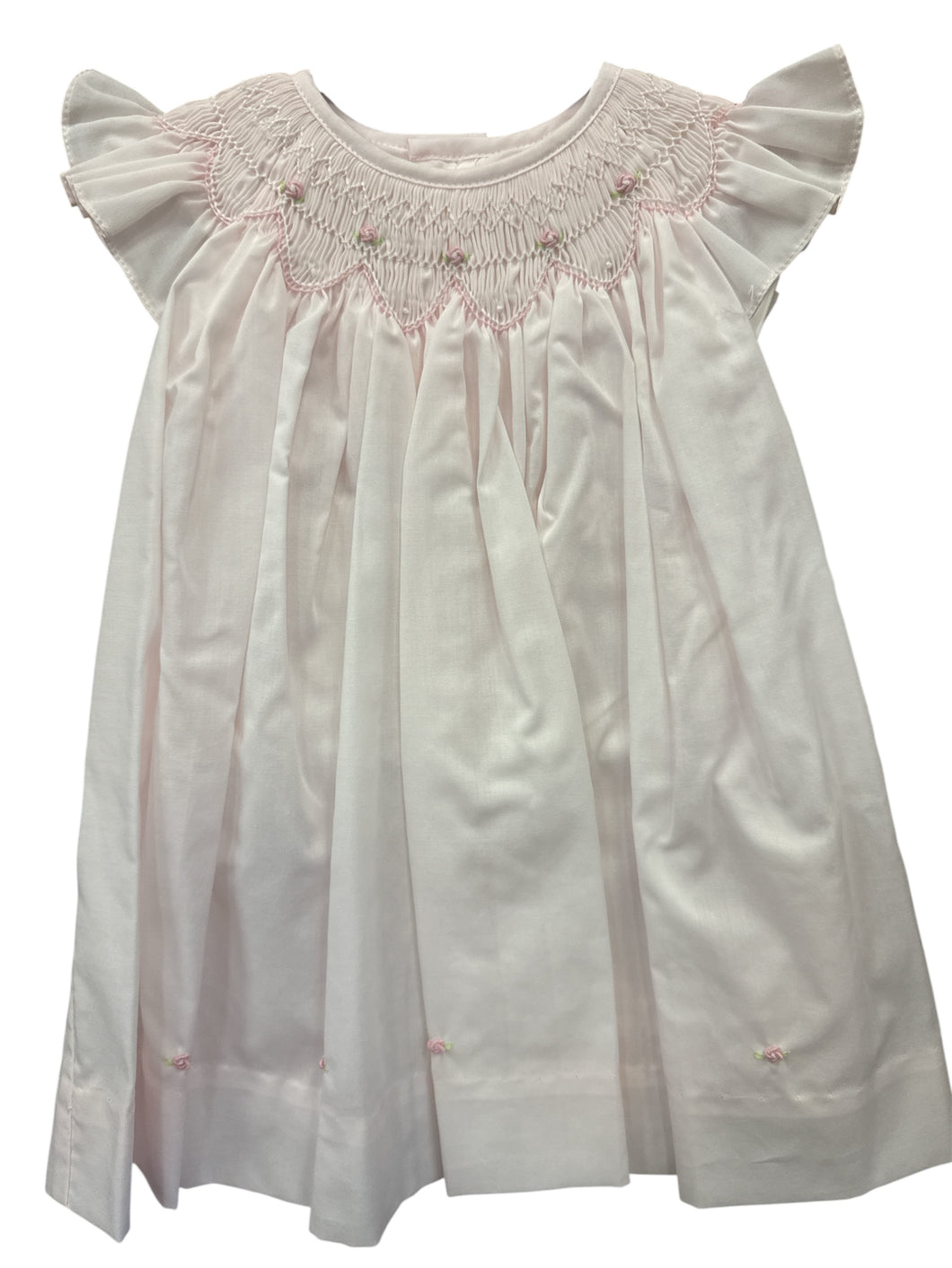 Pink Flutter Sleeve Smocked Dress  by Petit Ami